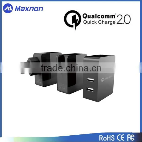 CE RoHS FCC Qualcomm Certified 3 Usb Quick Wall Charger With Quick Charge 2.0 Wholesale
