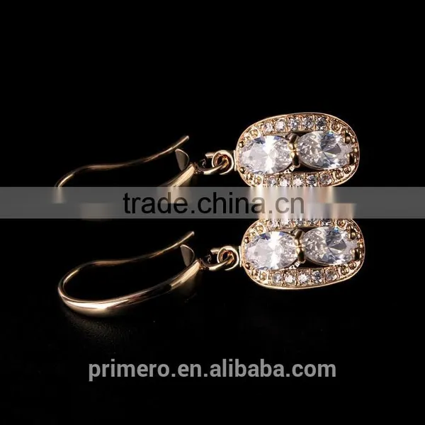 New Arrival Drop Earrings Cubic Zircon 18K Gold Plated Butterfly/Round/Clover Jewelry photo-6