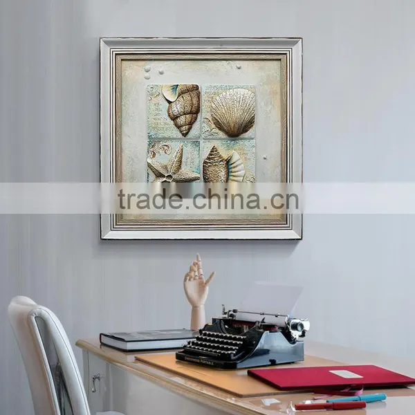 Modern Beautiful Shell Home Decor With Frame Seascape Painting photo-6