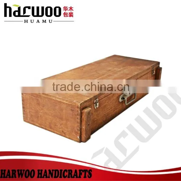 Vintage Single Wooden Wine Box,unfinished Wood Gift Boxes,carved Wood Cock Box photo-2