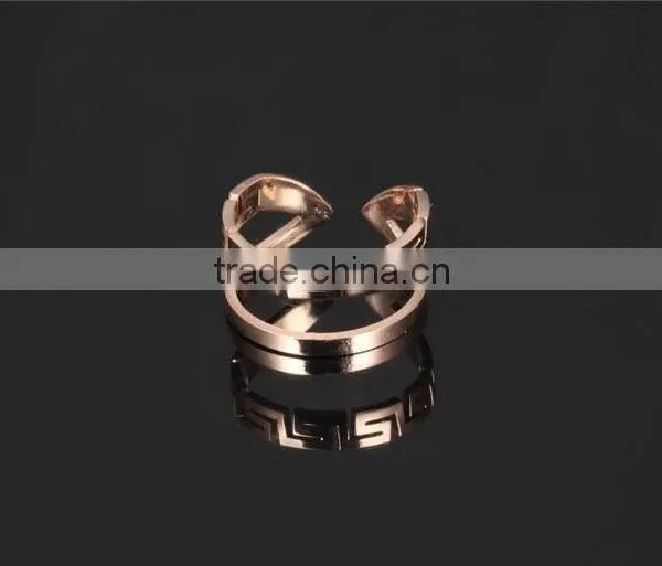 High Quality Jewellery Rose Gold Plated Stainless Steel Cuff Double Ring photo-3