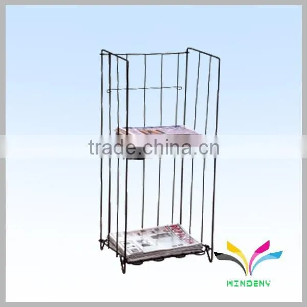 Simple Sturdy Black Powder Coated Wire Display Rack Outdoor Newspaper Stand photo-6