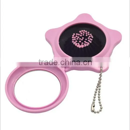 Flower Shape Plastic Pocket Mirror With Comb photo-2