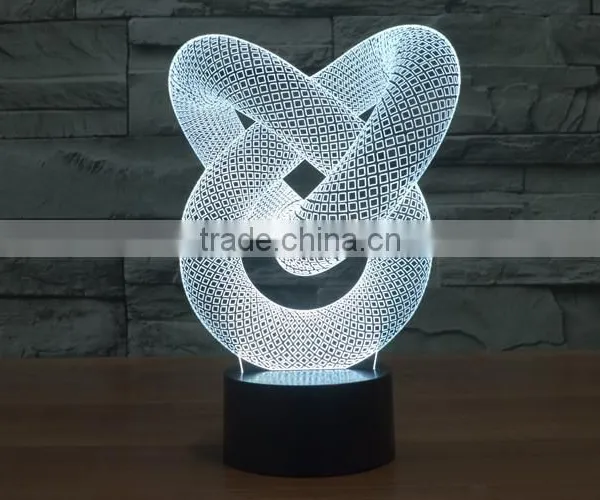 Mosunx Busines Night Light Optical 3D Chain Link Lighting Laser Cut Desk Lamp With USB Port LED for Children photo-5