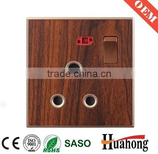 Double 13A Multi Function Grain of Wood Wall Socket With Switch photo-5