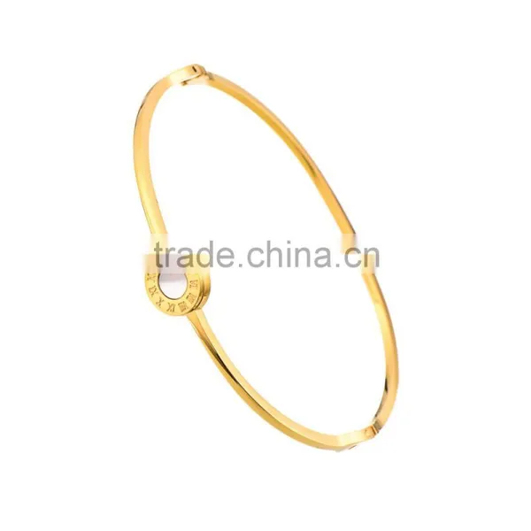 Roman Number Bangle Stainless Steel Luxury Bracelet Women Jewelry photo-2