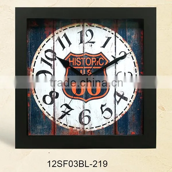 12 Inch Retro Style Decorative Mdf Wooden Clock With Glass (12SF03BL-220) photo-2