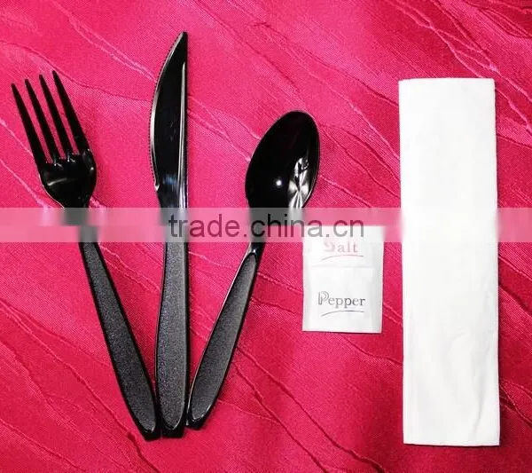 Hot Sale White/black Disposable Plastic Cutlery Set photo-2