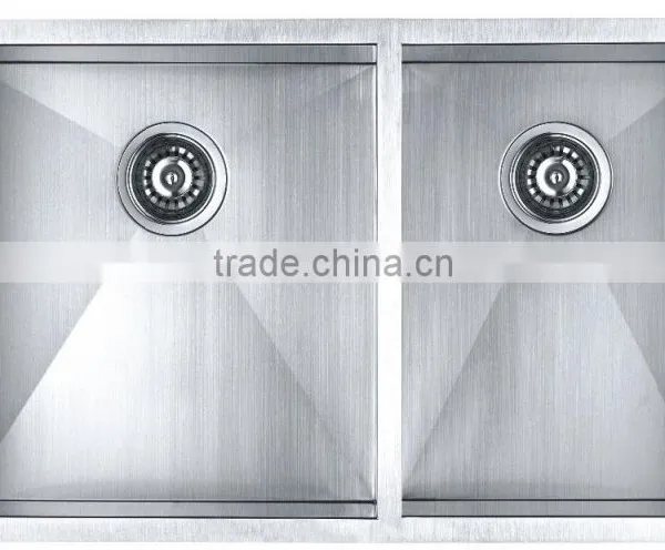 Two Bowls Stainless Steel Commerical Hand Made Kitchen Sink With Drainboard GR-606 photo-4