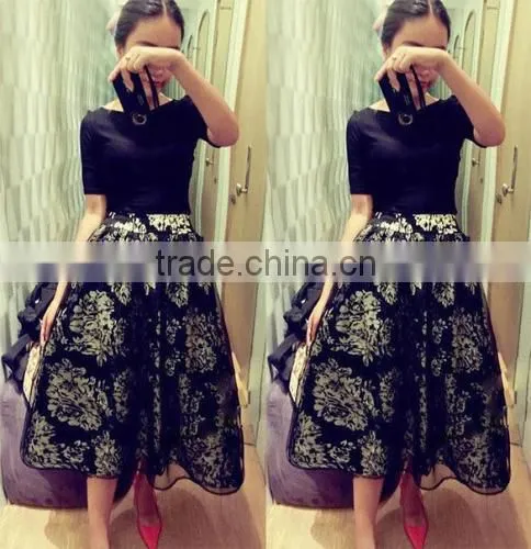 Elegant Ladies Women Retro High Waist Lined Casual Organza Skirt photo-4