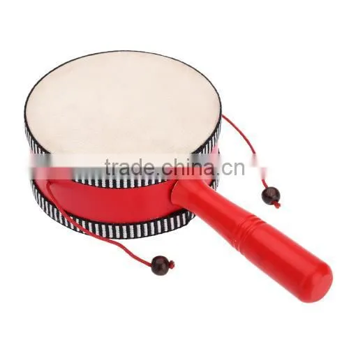 Wooden Hand Shaking Drum Rattle Musical Instrument Toy for Baby Kid Child photo-2