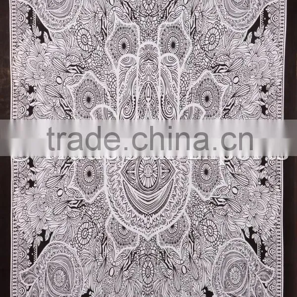 Twin Size Good Luck Hamsa Hand of Fatima Islamic Wall Art Home Decorative Indian Cotton Wall Hanging Tapestry photo-3