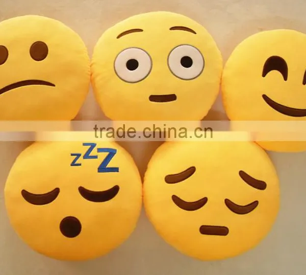 Home Office Car Decorative Pillow Custom Emoji Stuffed Plush Soft Toy Round Pillow for Sale photo-2