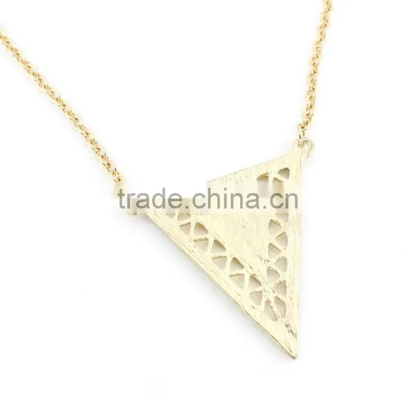 Simple Mint Green Enamel Triangle Pendant Necklace, Neckles Jewelry Wholesale, photo-2
