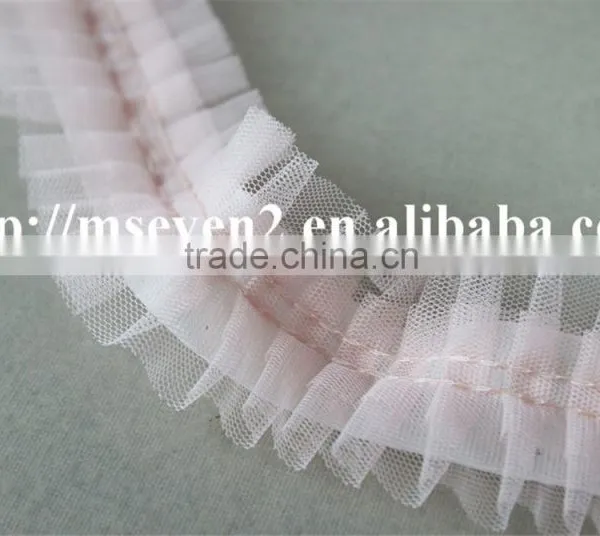 Good Price Pink Color Net Embroidery Lace Trim Cotton Lace Trim Wholesale photo-4