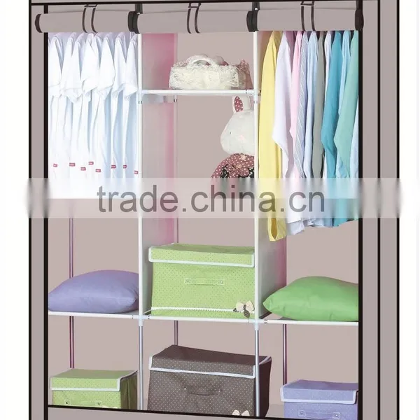Single Canvas Effect Wardrobe Clothes Storage Cabinet photo-3
