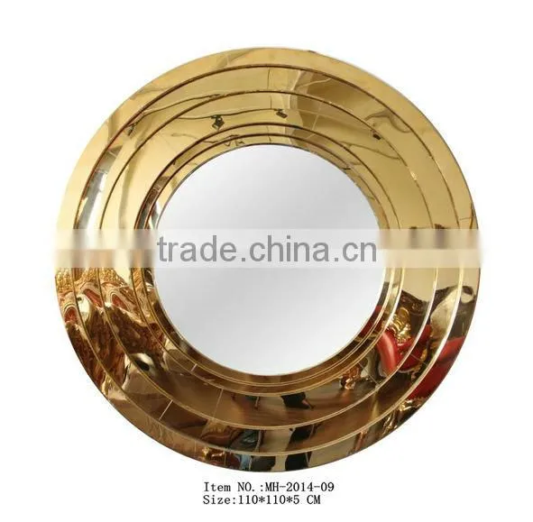 Stainless Steel Modern Wall Mirror With Gold Finish photo-2