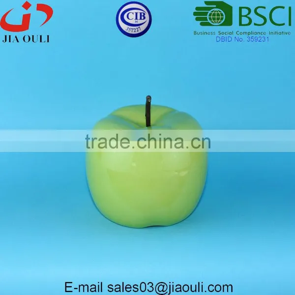 BSCI Audit Factory Popular Home Decor Ceramic Apple Figurine, Ceramic Green Apple Decorative Fruit photo-4