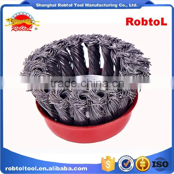 3" Steel Wire Cup Brush Wheel Twist Knot Crimped Bowl Disc Abrasive M10 Round Grinding Cheaning Brush photo-2