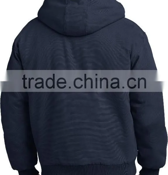 Mens Washed Duck Cloth Insulated Hooded Work Jacket photo-5