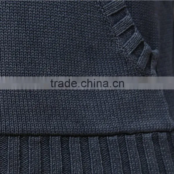Denim-like Cotton Sweater Hoodie Cable Knit Mens Sweater photo-4