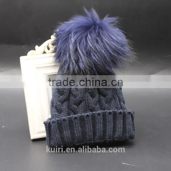 Children Fur Pompom Hat Baby Boys Girls Winter Beanie Hats Wool Knitted Caps For Kids 2016 Hot Sale photo-5