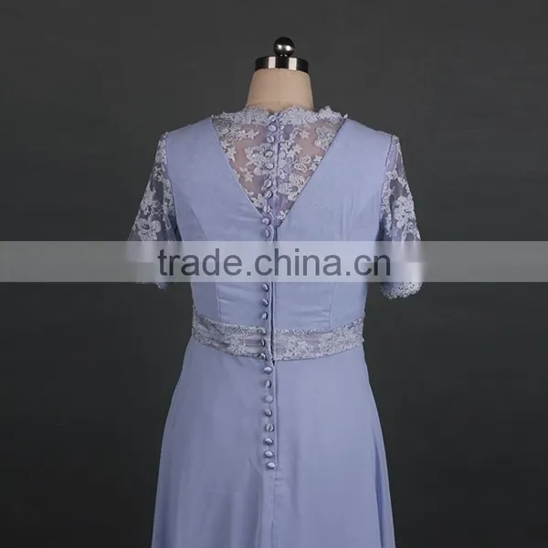 Lace Appliqued Purple Floor-Length Evening Dress photo-5
