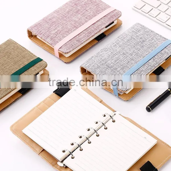 A6 Custom PU Cover With Elastic Band Loose Leaf Binding Personal Diary Planner Debossed/emboss/gold Foil Logo photo-4