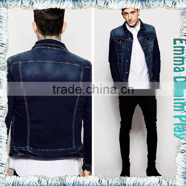 2016 New Brand Hot Sale Indigo Jean Mens Silver Button Jackets Coats photo-3
