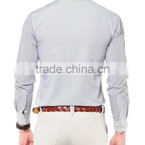 Cotton Vertical Stripes Fabric Men's Dress Shirts photo-2