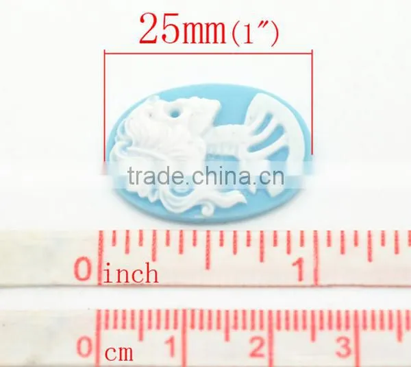 Mixed Resin Halloween Skull Pattern Oval Cameo Embellishment Findings 25x18mm0 photo-2