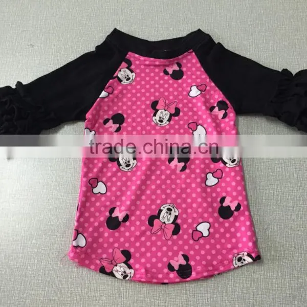 2017 Fashion Kids Gray Mouse Raglan Design Girls Wholesale t- Shirts photo-3