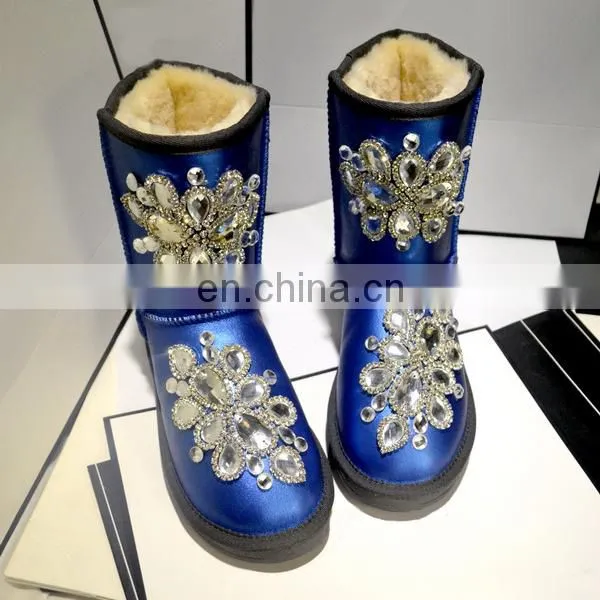 Aidocrystal Factory Price Wholesale Women Handmade Snow Boots With Rhinestone photo-3