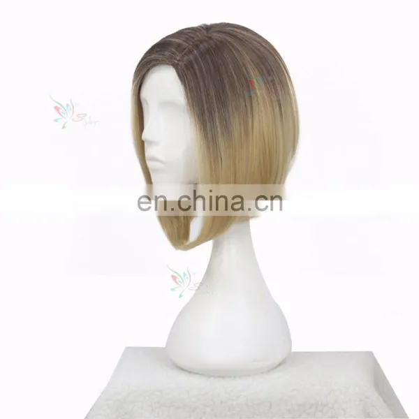 Chinese Short Brown Straight Synthetic Ladys Wigs Cheap for Small Heads photo-3
