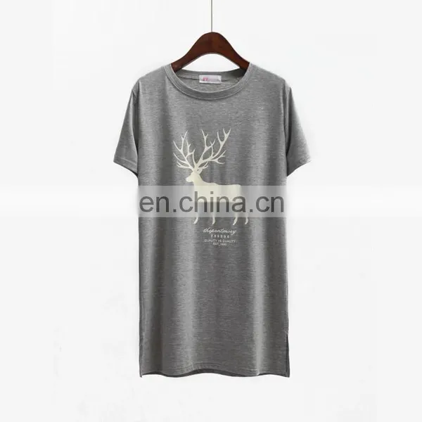 OEM Fashion Printed Elk Patterns Women Long T Shirt photo-3