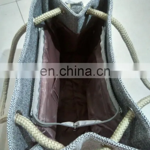 High Quality Grey Color Linen Personalized Office Ladies Bag Woman Shoulder Bag photo-5