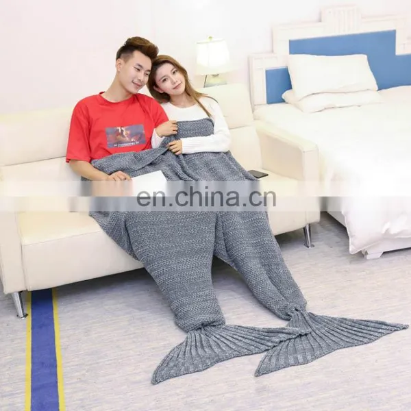 100% Acrylic Knitted Soft Mermaid Tail Blanket photo-5