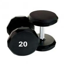 China Best Selling 20KG Black Rubber Hex Dumbbell