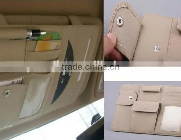 New Multi-function 7pcs Disks CD DVD Glasses Cards Sotre Case Holder Bag for Auto Vehicle Truck Sun Visor Organizer Beige photo-5