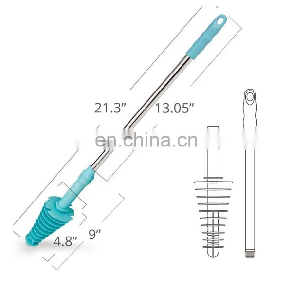 Amazon Hot Sales Toilet Plunger Toilet Dredge Designed for Siphon-Type Stainless Steel Handle With Wall Hook photo-3