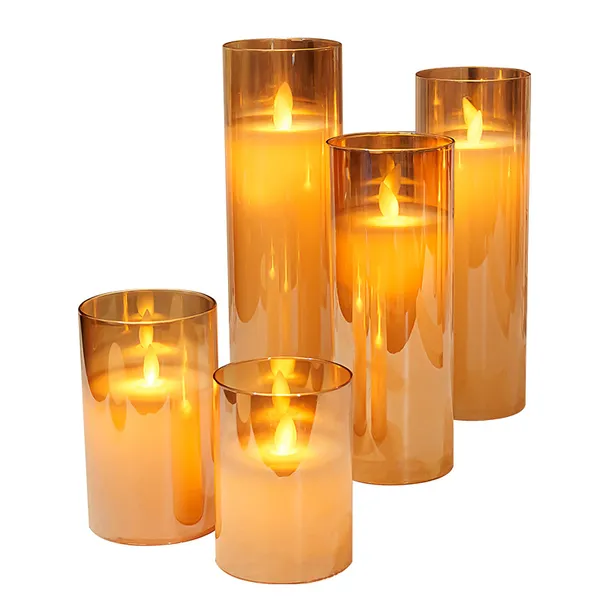 Holiday Swaying Flicking Flame Decorative Glass Battery Remote Control Christmas LED Candle Light Cylindrical Pillar Candles photo-4