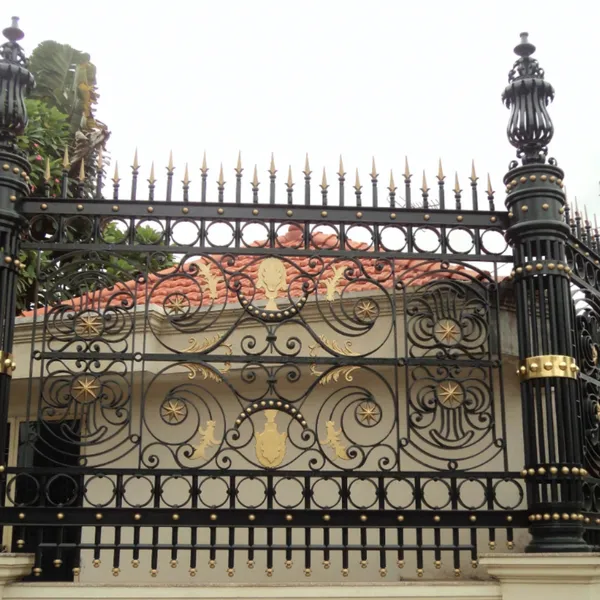 Ornate Decorative Wrought Iron Garden Fence | Elegant Metal Fencing for Luxury Homes