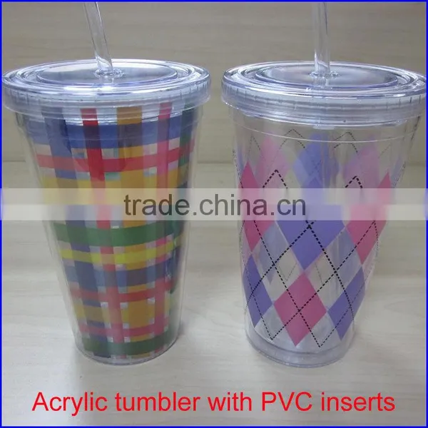BPA Free Acrylic Double Wall 16 oz Tumblers With Straw FDA Standard PVC or Paper Insert Mugs photo-3