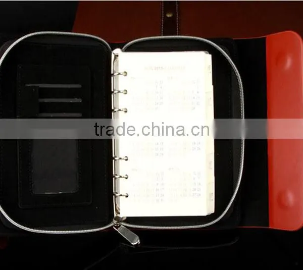 Business 6 Ring Binder Leather Zippered A5 Notebook photo-4
