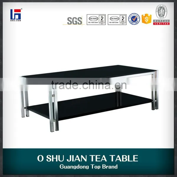 Luxury Black Glass Coffee Table SJ152 photo-2