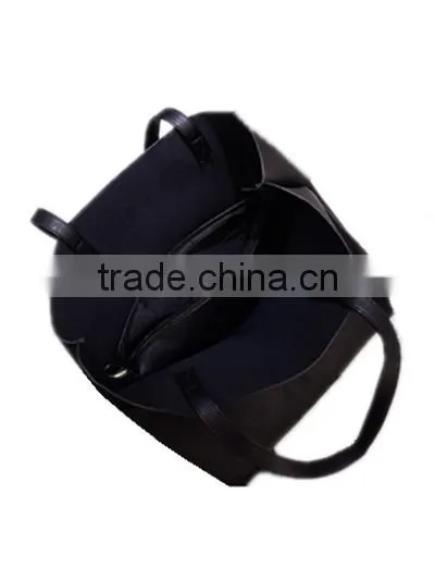New Girl's Black Leather Simple Handbag for Handout and Travel photo-2
