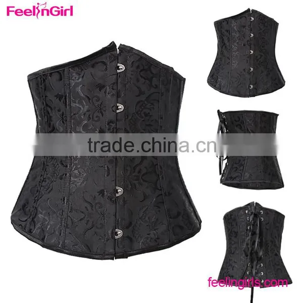 Black Tight Underbust Front Lace Up Waist Cincher Corset photo-2