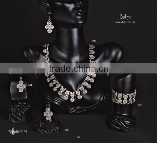 Ring Earring Bracelet Necklace Authentic Turkish Style Jewelry Set Made in Turkey