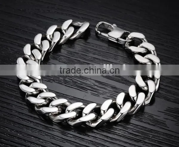 Factory Custom High Quality Chain Silver Bracelets for Men photo-2