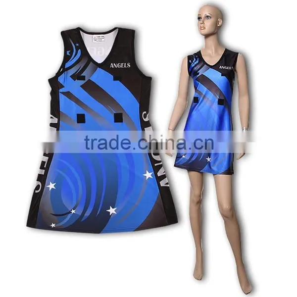 Hot Sell Fashionable Kids Dye Sublimation Lycra Netball Dresses photo-3